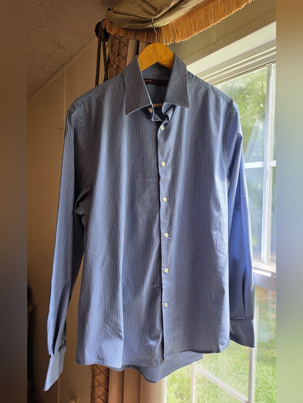 Perry Ellis Blue Pinstripe Dress Shirt